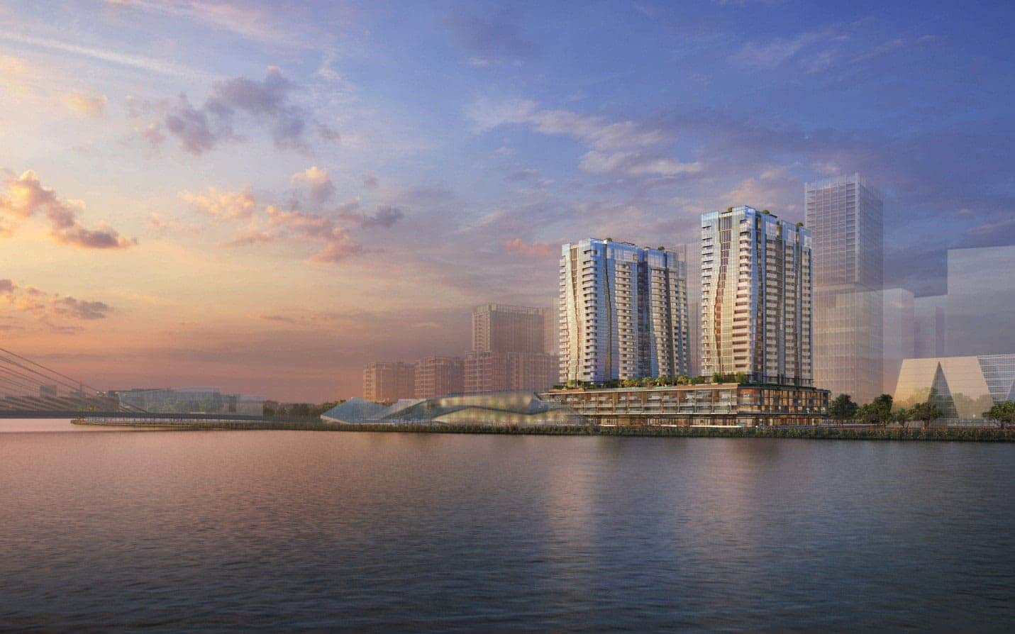 Phối cảnh dự án The Metropole Thủ Thiêm có tầm nhìn thoáng đãng ra sông Sài Gòn.