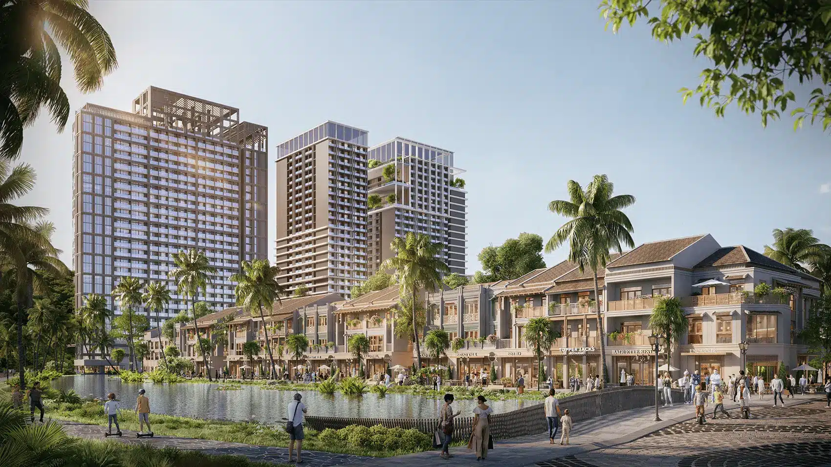 Khu đô thị hiện đại và xanh mát với các tòa nhà cao tầng tại Xanh Island Cát Bà.