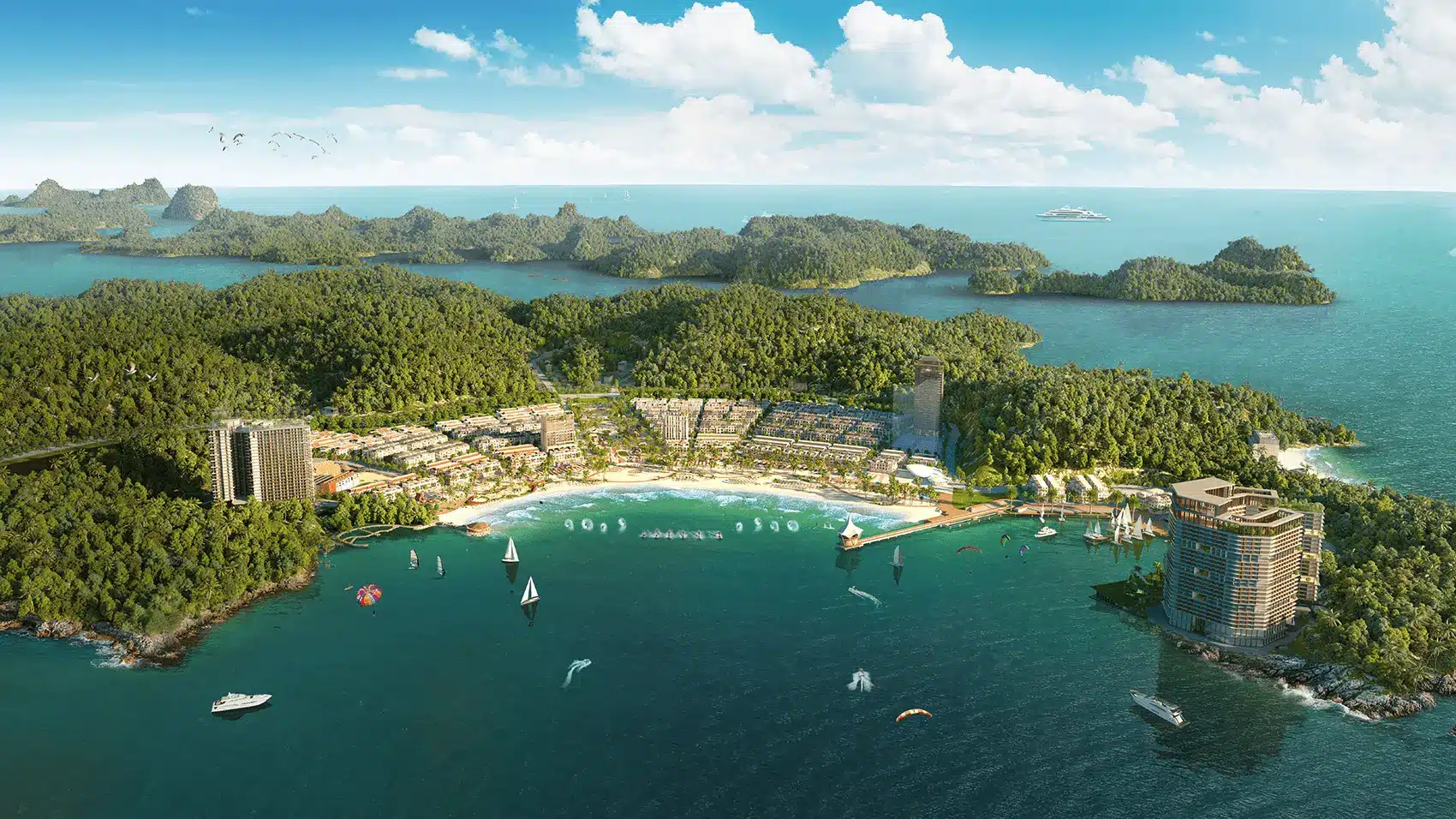 Toàn cảnh dự án Xanh Island Cát Bà, khu du lịch và dịch vụ thương mại đẳng cấp quốc tế.
