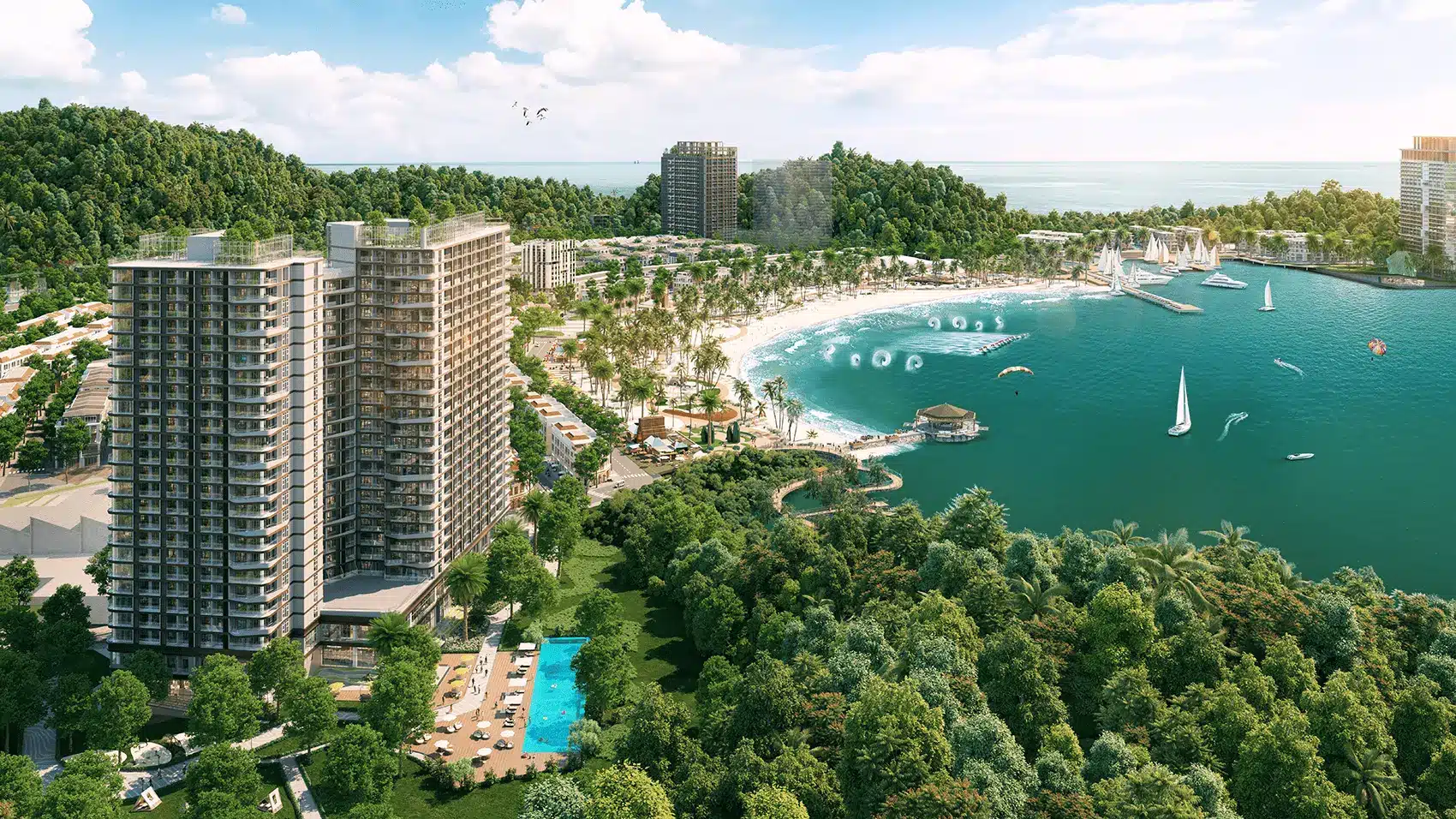 Toàn cảnh dự án Xanh Island Cát Bà với thiết kế hiện đại và cảnh quan thiên nhiên tuyệt đẹp.
